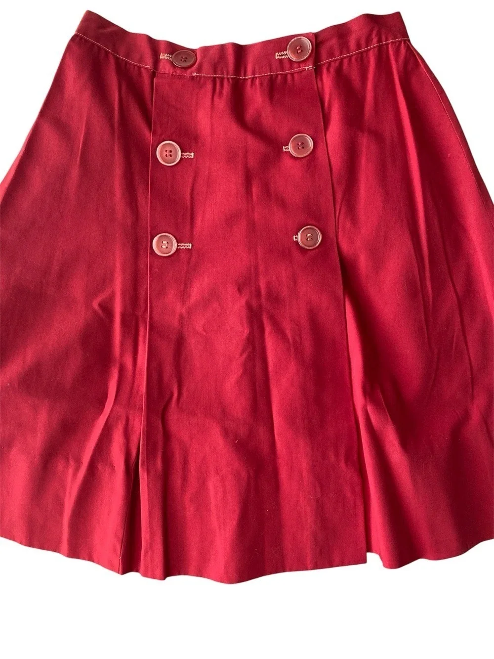 Russ vintage 60’s Red A-Line Skirt with Apple Printed Button-Up Top